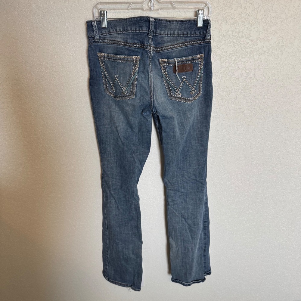 Western Y2K Cowgirl Wrangler Bootcut Jeans Blue 11/12x34 - Picture 4 of 5